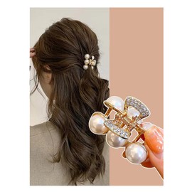 Pearl Hair Claw Hair Clip, Large Pearl Barrette, Hair Ornament, Hair Accessory, Hairpin, Small, Mini, Hair Arrangement, Accent, Ladies, Adult, Cute, Korean, Orchan, Hairpin, Hair Claw, Midome Clip,