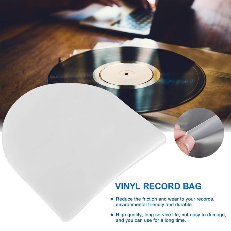 100PCS Vinyl Record Inner Sleeves, 7in Anti-Static LP Clear Vinyl
