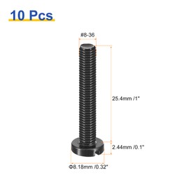 QUARKZMAN 10 Stück Schlitz Schrauben 25.4 x 4.16mm Schwarz Oxide Slotted Button Head Schrauben, 8-36 x 1" Kohlenstoffstahlschraube für Möbel- und Elektrokomponenteninstallation