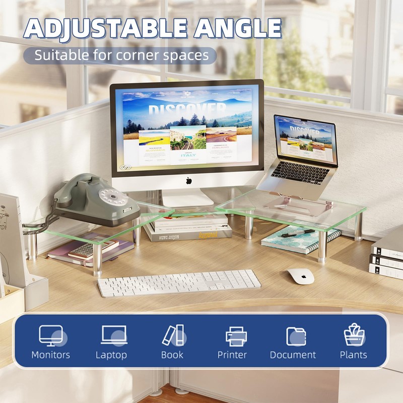 Simple Trending Dual Monitor Stand Riser, Computer Office Desktop Organizer