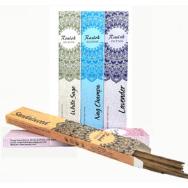 Natural Incense Stick | Pack of 5, 15 gm Each| Mixed Scents Lavender,White Sage,Nag Champa,Sandal Wood,Rose | 100% Non Toxic & Natural Hand Rolled Incense Sticks