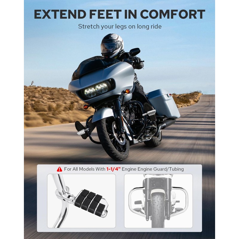 Benlari Highway Pegs P-Clamp, A3 Steel Motorcycle Foot Pegs Fit