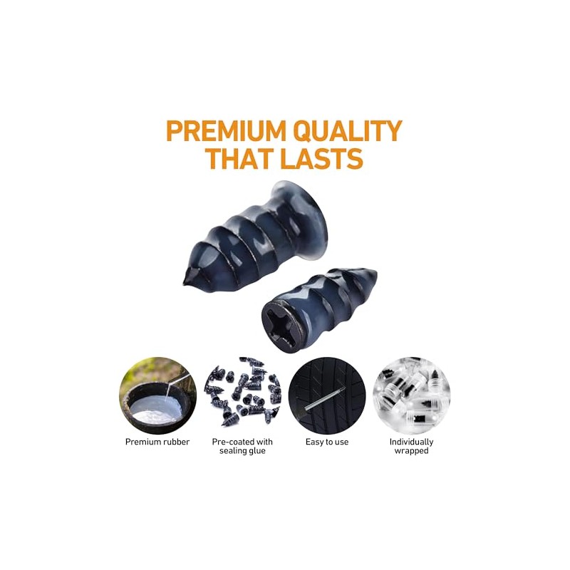 Quick Fix Tire Plug Kit - 40 Pieces for Easy