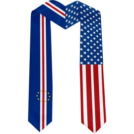 2025 Cape Verde Flag and USA Flag Graduation Stole Graduation Sash Class of 2025 Graduation Scarf for International Student (Baccalaureate Gown and Hat Not Included)