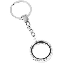 YuanHolumid Silver Crystal Round Floating Glass Locket Memory Keyring Charm Comfortable and Environmentally Necklaces
