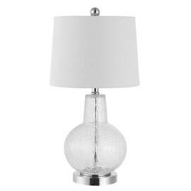 Safavieh Lighting Collection Atlas Clear Crackle Glass 24-inch Bedroom Living Room Home Office Desk Nightstand Table Lamp (LED Bulb Included)