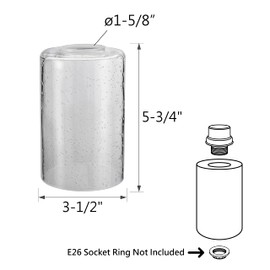 Aspen Creative 23615-04, Clear Seeded Cylinder Glass Shade, 3-1/2" Dia x 5-1/2" H/Center Hole:42mm, Set of 4