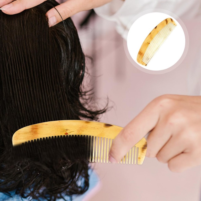 Uonlytech Natural Sheep Horn Comb Bone Comb Women Combs Handmade