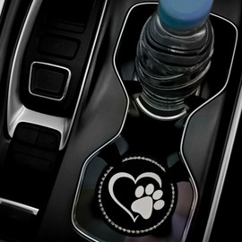 2 Pack Bling Car Cup Holder Coaster, 2.75 Inch Anti-Slip Auto Insert Cup Coaster, Crystal Car Drink Cup Mat Perfect for Women Girls, Universal Interior Decor Accessories (4 Black-StarClaw-Bling)