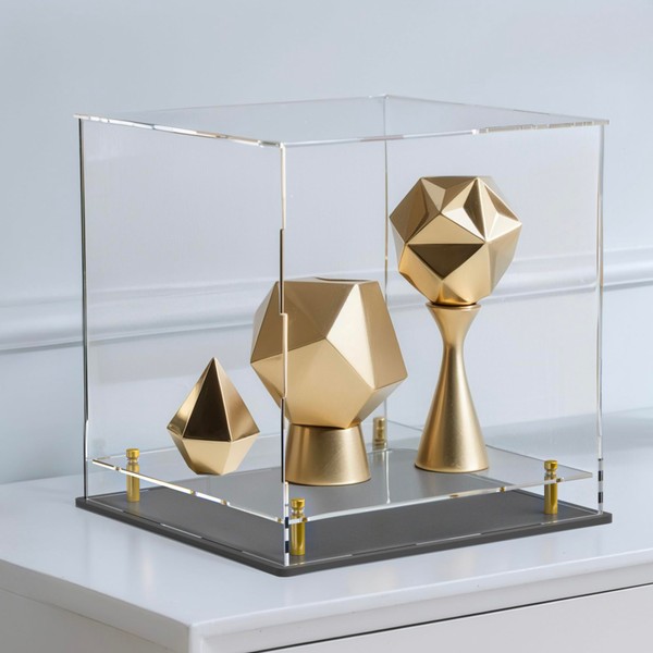 Acrylic Display Case with Floating Shelf & Thick Base for