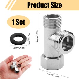3 Way Valve T-Piece Brass - Toilet Connection Valve 3/8 Inch Straight & 1/2 Inch Sideway, 3/8 T Piece Water Connection, Robust T Adapter for Toilet Tank, Washing Machine, Shower Tap, Bathroom