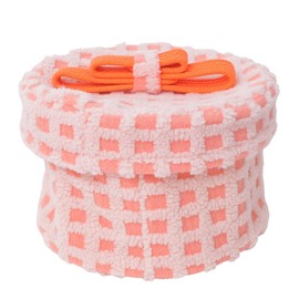 Soft Faux Fur Gift Basket with Lid - Valentine's Day, Boo Basket, Empty Gift Baskets for Women & Children, Decorative Storage Bin for Home (Pink, Small)