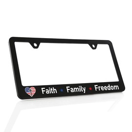 BARON-JEWELRY Faith License Plate Frame Holder - Faith Family Freedom - Quality UV Printed Plastic Frames