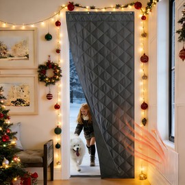 NICETOWN Warm Curtains for Winter, Windproof Waterproof Soundproof Door Shade for Indoor Outdoor Door Window Isolate Cold Thick Curtains for Bedroom Living Room, 30" W x 86" L, 1 Panel, Grey