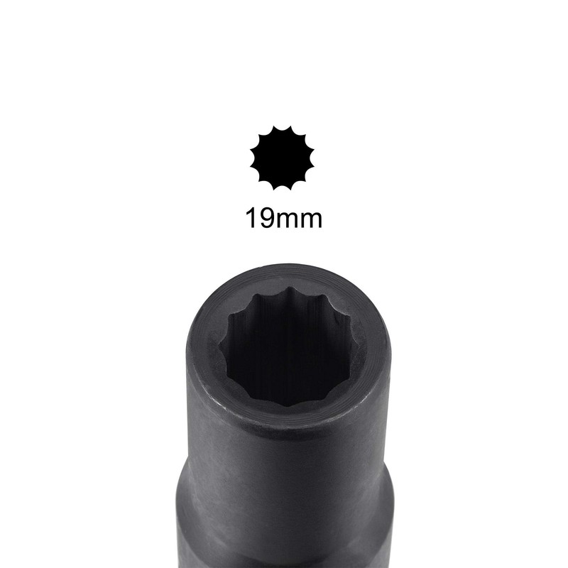 sourcing map 3/4-Inch Drive 19mm 12-Point Deep Impact Socket, CR-MO