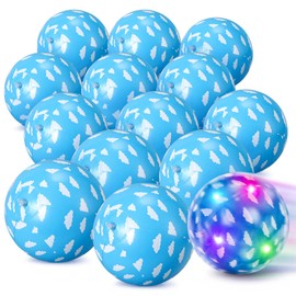 Vinsot 12 Pack Light up Inflatable Beach Ball 7.87" Blue Sky White Clouds LED Beach Balls for Kids, Motion Activated Glow in The Dark Swimming Pool Toys, Birthday Party Favors