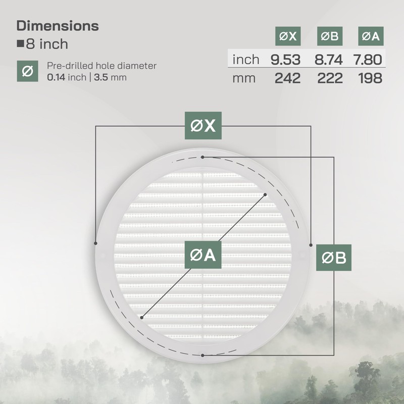 Vent Systems 8" Inch (Opening Dimensions) - Pack of 2