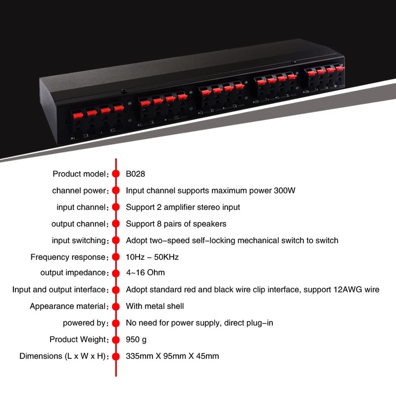 Nurdo B028 2 in 8 Out Power Amplifier and Loudspeaker