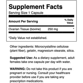 Swanson Swanson Ovarian Glandular Supplement - Women's Glandular Health and Balance Support - Premium Bovine Tissue - 60 Capsules, 250mg Each