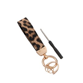 unomarl Key Ring, Key Ring, Bag Charm, Smart Key Case, Car Keys, Home, Entryway, Leopard Print, Carabiner, Sparkling, multicolor