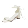 Pahelyin Women's Block Heels Pearl Wedding Shoes for Bride, Open
