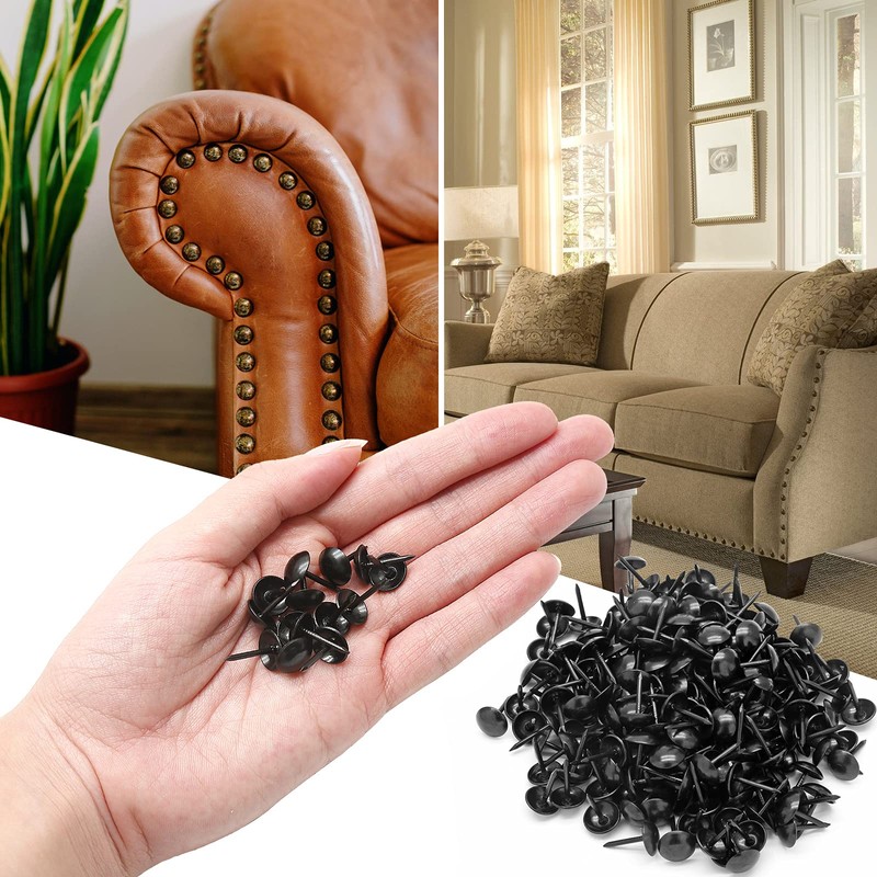 200 Pcs Metal Upholstery Tacks, Thumb Tacks, Black, 13mm×7.5mm
