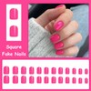 MISUD Press on Nails Short Square Fake Nails Matte Glue