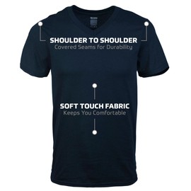 Gildan Men's V-Neck T-Shirts, Multipack, Style G1103, Navy/Heather Navy/Indigo Blue (5-Pack), Medium