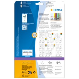 HERMA HERMA 5139 Ordnerrücken Etiketten lang breit, 20 Blatt, 61 x 297 mm, 3 pro A4 Bogen, 60 Stück, selbstklebend, bedruckbar, blickdicht, blanko Papier Ordneretiketten Rückenschilder Aufkleber, grün