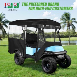 10L0L Universal 4 Seater Golf Cart Enclosure - Only for 94" Roof Rain Cover for Yamaha Club Car EZGO | Heavy-Duty 600D Waterproof Windproof | 4 Clear Windows, Side Mirror Cutouts Driving Enclosure