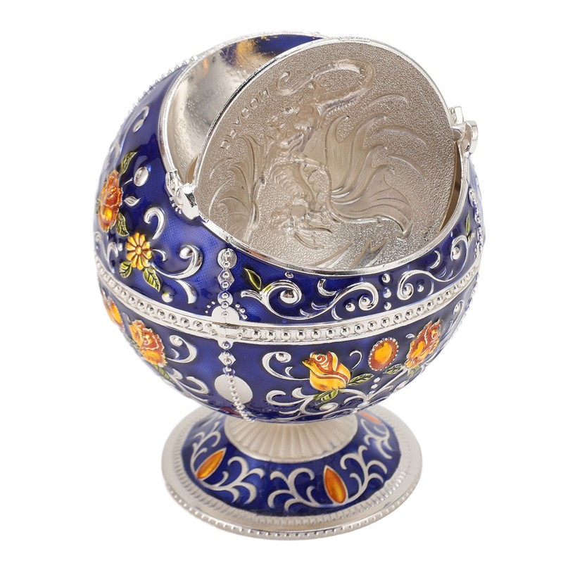 Ball Ashtray with Windproof Lid Retro Dragon Stereoscopic Relief Zinc