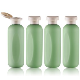 owlyee - Botella de champú de 7.5 onzas con tapa abatible, botellas de plástico vacías, 4 recipientes de loción de viaje (200 ml, verde)
