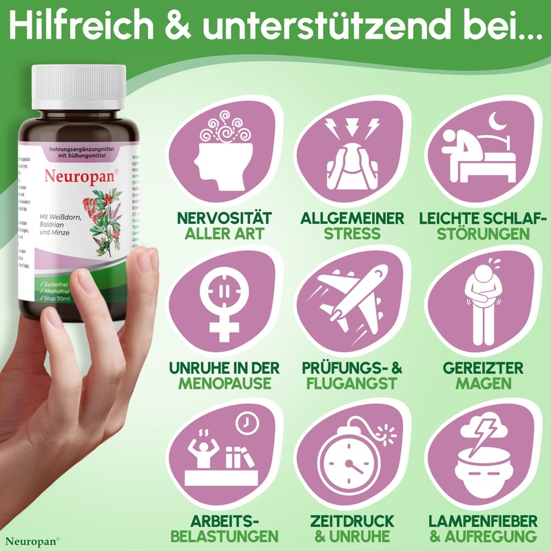 Neuropan Syrup 110 ml Anti-Stress Valerian for Relaxation [Vegetable +
