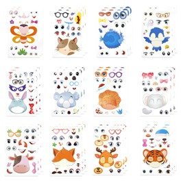 Lolileo Make-a-Face Animal Stickers, Children's Stickers, DIY Animal Mix Stickers, Removable Stickers, Children's Party Supplies Crafts, Boys and Girls Stickers (B)