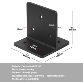 YIDU69Q 2 Pcs 6x6 Concealed Post Base,Heavy Duty Knife Plate Bracket, 3 Gauge Post Anchor Holders