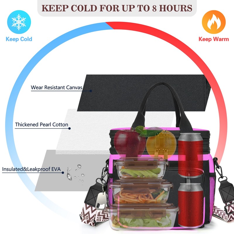 LOKASS Lunch Box for Women/Men-16L-Insulated Lunch Bag, Expandable Double-layer Leakproof