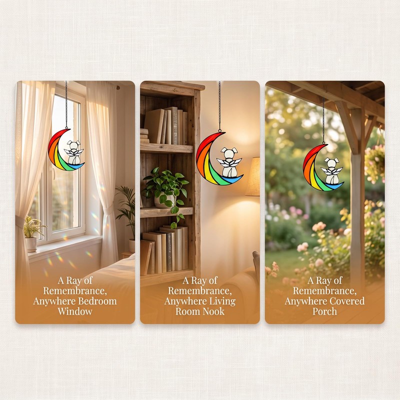 Elovara Acrylic Dog Memorial Suncatcher Window Hanging, Pet Loss Gifts