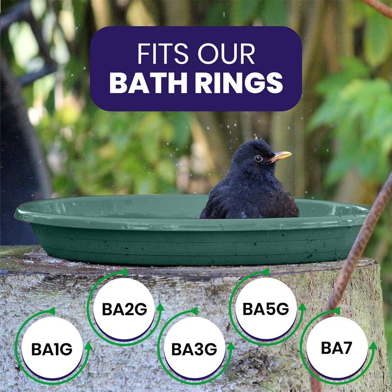 Erva D14GR 14 in. dia. Bird Bath Plastic Dish; Green