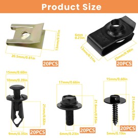 100 Pieces Tin Nut Screw Nut Clip Kit Body Screws Set Car Mudguard Clip Sheet Metal Nuts Attachment Clips Spring Sheet Metal Nut and Metal U Type Mounting Clip