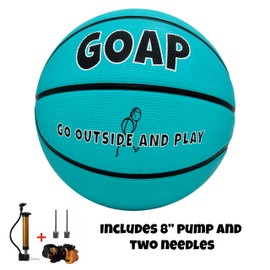 GOAP Premium Rubber Indoor/Outdoor Adult/Youth Boys/Girls Basketball - Sky Blue, Size #7 (29.5") with Air Pump and Bag