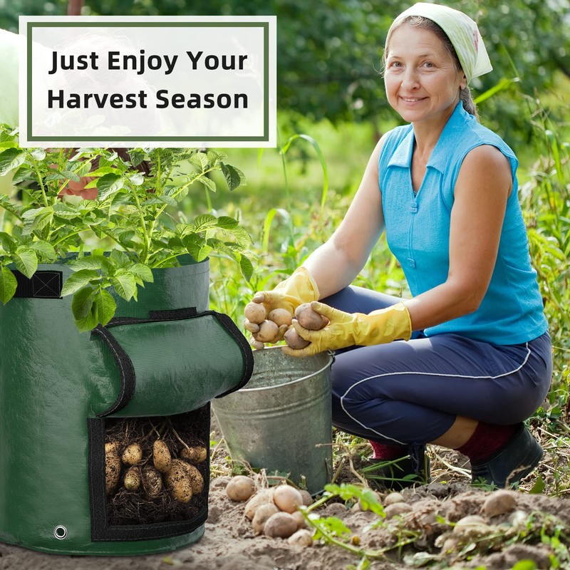 GreatBuddy 7 Gallon Potato Grow Bags 6-Pack, Thick PE Fabric