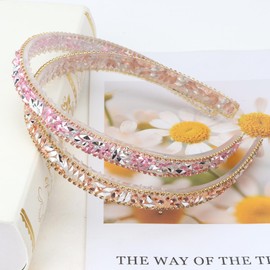 Brimekichio Rhinestone Headband Women Girls Crystal Sparkly Headbands for Women Sparkle Pink Gold Silver Black 4 Pieces