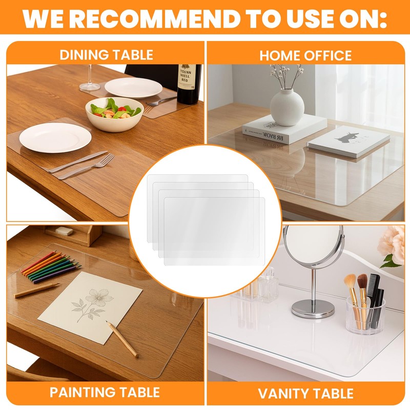 50 Pieces Clear Plastic Placemats Bulk 17 x 11 Inch