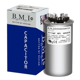 Amana CAP030300440RS Replacement - 30 + 3 uf/Mfd 370/440 VAC BMI Round Dual Universal Capacitor, Made in The U.S.A.