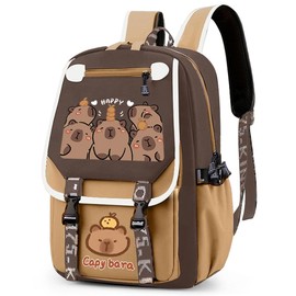 FCXVXCL Capybara Backpack Children, Primary Backpack Children's School Bookbag Large Capacity Kids Rucksack Student School Bookbag Travel Rucksack Gift for Kids Boys Girls