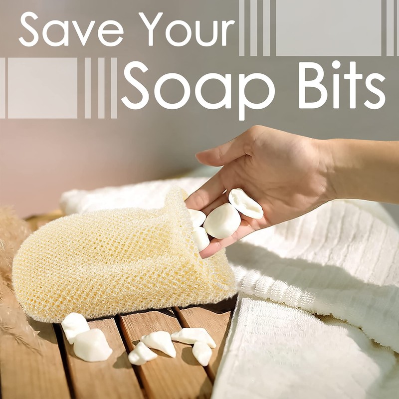 Linkidea 3 Pieces Mesh Soap Scrubber Bag, Soap Saver Bag,