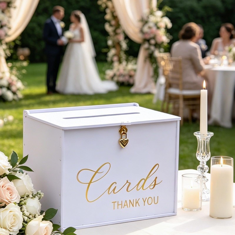 Extra Large Card Box with Lock & Slot, Big Wedding