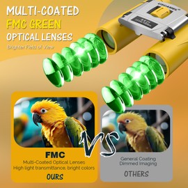 USCAMEL Binoculars 8×21 Compact High Powered Binoculars for Kids and Adults Travel Binocular for Bird Watching and Hunting (Yellow)