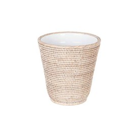 Kouboo La Jolla Rattan Plastic Insert, White-Wash Waste Basket