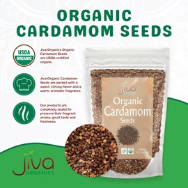 Jiva Organics Organic Cardamom Seeds Black (Decorticated) 3.5 Ounce Bag - Premium, Non-GMO